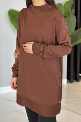 Remsa - Button Detail Knit Tunic 34120 Brown