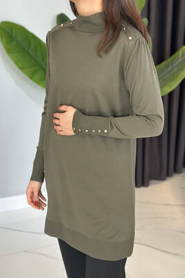 Remsa - Button Detailed Knitwear Tunic 34048 Khaki (1)