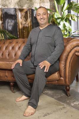 Aydogan - Büyük Beden Erkek Aydoğan Pamuk Uzun Kol Pijama Takımı 250559 Antrasit Aydogan - Büyük Beden Erkek Aydoğan Pamuk Uzun Kol Pijama Takımı 250559 Antrasit