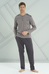 Remsa - Büyük Beden Erkek Interlok Penye Uzun Kol Pijama Takımı 2203 Gri