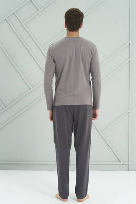 Remsa - Büyük Beden Erkek Interlok Penye Uzun Kol Pijama Takımı 2203 Gri (1)