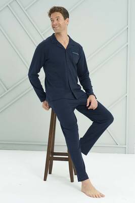 Remsa - Büyük Beden Erkek Penye Uzun Kol Pijama Takımı 2228 Laci09