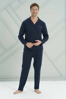 Remsa - Büyük Beden Erkek Penye Uzun Kol Pijama Takımı 2228 Laci09 (1)