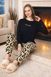 Remsa - Büyük Beden Kadın Desenli Saphire Pijama Takımı 0532 Siyah10