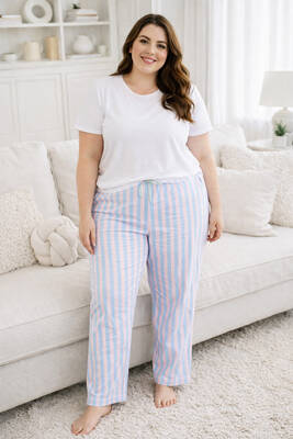 Remsa - Büyük Beden Kadın Viskon Kumaş Penye Battal Tek Pijama Alt 14 Pembe01