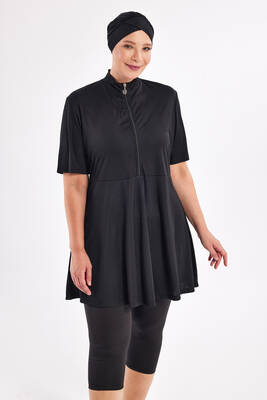 Rozamay - Büyük Beden Kısa Kollu Yarı Kapalı Mayo 3803 Siyah Rozamay - Büyük Beden Kısa Kollu Yarı Kapalı Mayo 3803 Siyah