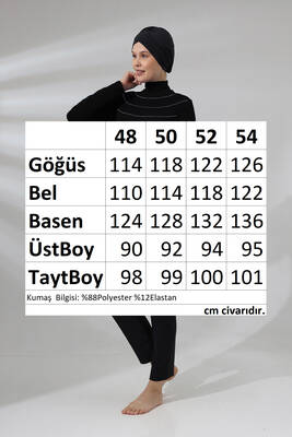 Armes - Büyük Beden Likralı Tam Kapalı Tesettür Mayo 1286 Siyah (1)