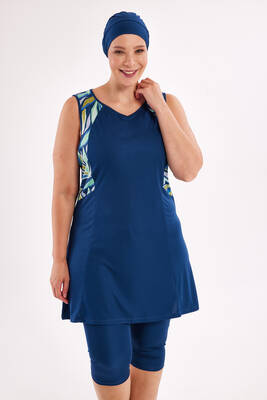 Rozamay - Büyük Beden Sıfır Kollu Yarı Kapalı Mayo 3806 Açık Lacivert Rozamay - Büyük Beden Sıfır Kollu Yarı Kapalı Mayo 3806 Açık Lacivert