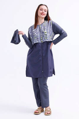 Remsa - Büyük Beden Tam Kapalı Tesettür Mayo 2516 Gizem Desenli Gri Remsa - Büyük Beden Tam Kapalı Tesettür Mayo 2516 Gizem Desenli Gri