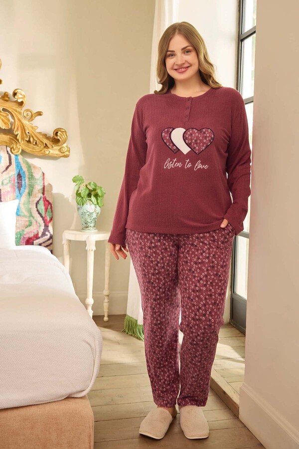 Aydoğan - Büyük Beden Termal Kadın Uzun Kol Pijama Takımı 240678 Mürdüm (1) Aydoğan - Büyük Beden Termal Kadın Uzun Kol Pijama Takımı 240678 Mürdüm (1)
