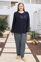 Aydoğan - Büyük Beden Viskon Kadın Uzun Kol Pijama Takımı 250495 Laci02