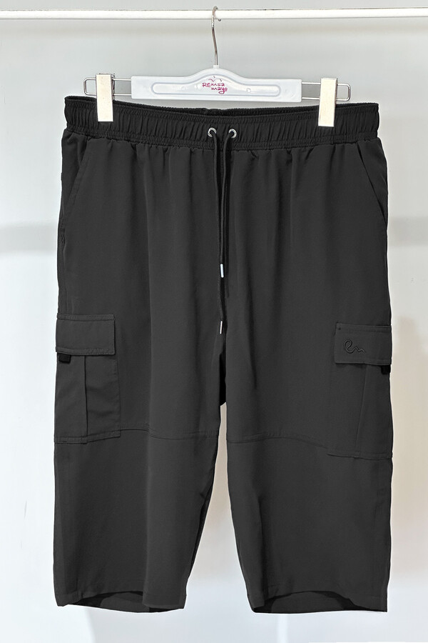 Cargo Pocket Capri Swim Shorts RKS-09 Black - Thumbnail