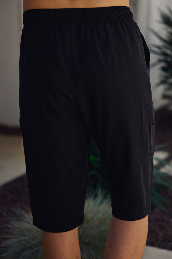 Cargo Pocket Capri Swim Shorts RKS-09 Black - Thumbnail
