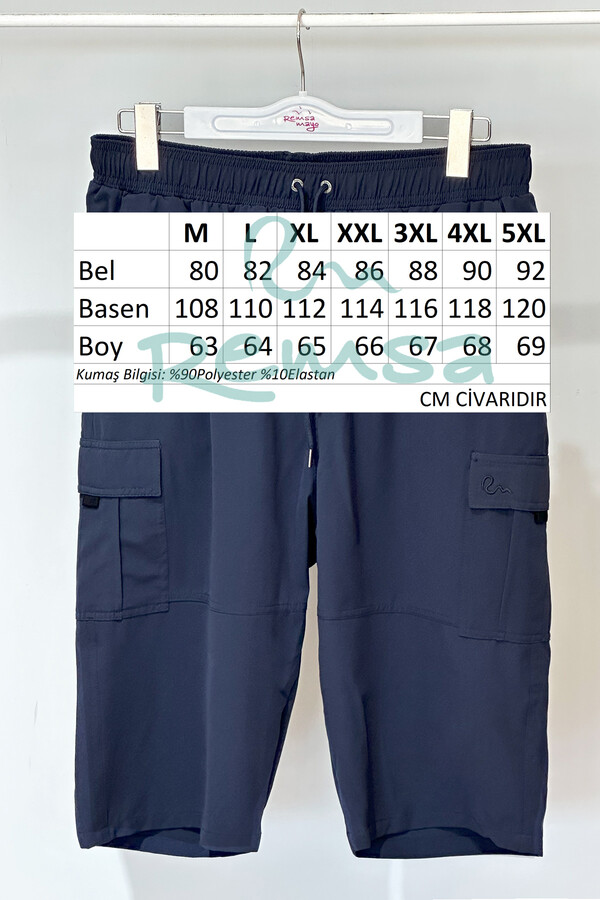 Cargo Pocket Capri Swim Shorts RKS-09 Navy - Thumbnail