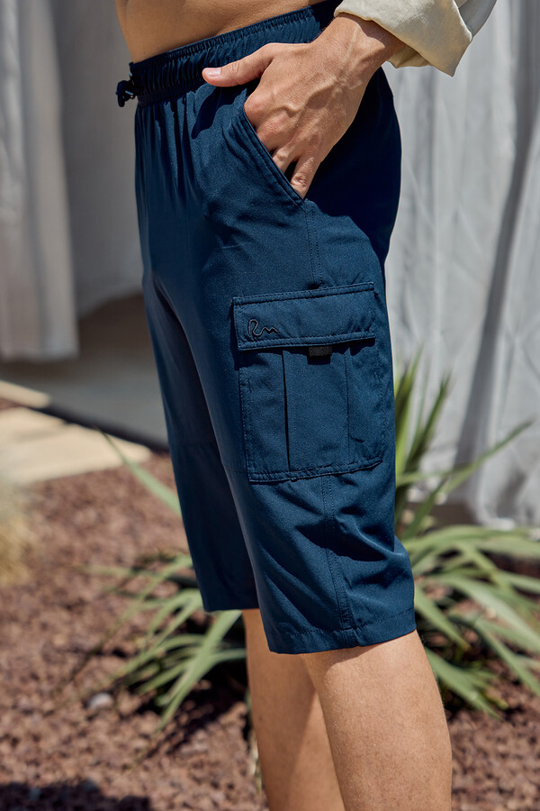 Cargo Pocket Capri Swim Shorts RKS-09 Navy - Thumbnail