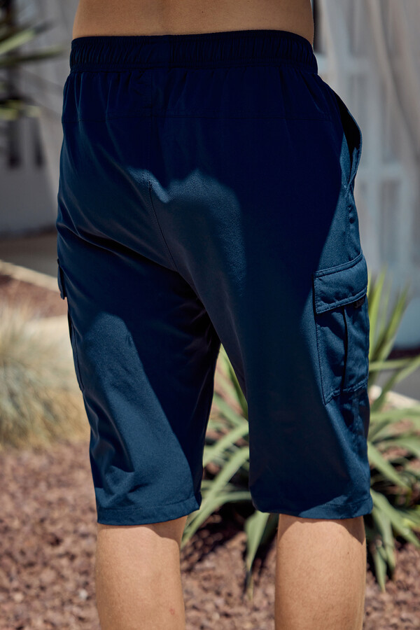 Cargo Pocket Capri Swim Shorts RKS-09 Navy - Thumbnail