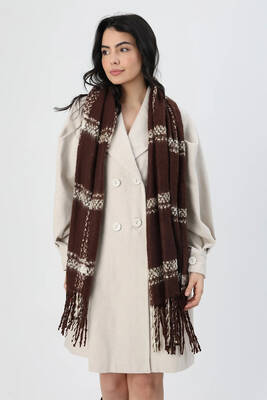 Remsa - Checked Pattern Scarf Shoulder Shawl 45x200 cm 1294 Brown (1) Remsa - Checked Pattern Scarf Shoulder Shawl 45x200 cm 1294 Brown (1)