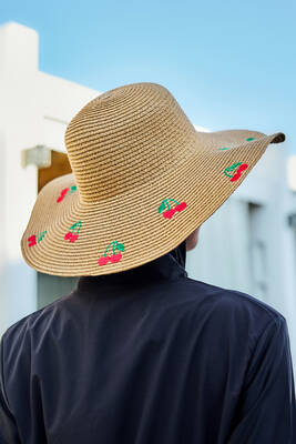 Remsa - Cherry Embroidered Straw Hat Beach Accessory (1)