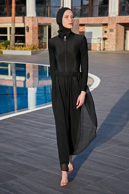 Remsa - Chiffon Skirt Pareo Attachable to Swimsuit Black Remsa RP003 Remsa - Chiffon Skirt Pareo Attachable to Swimsuit Black Remsa RP003