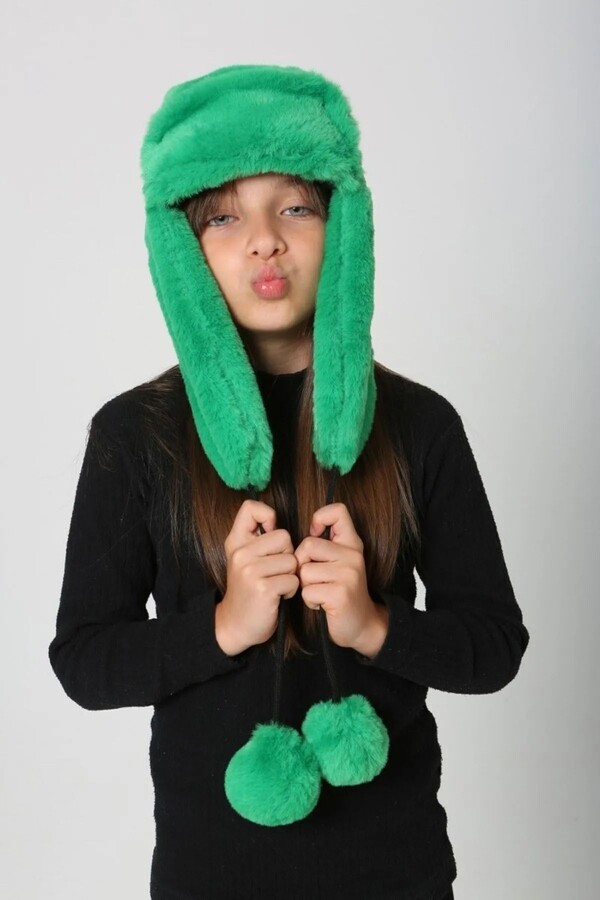 Children' Plush Hat with Ears RKS-C-04 Benetton - Thumbnail