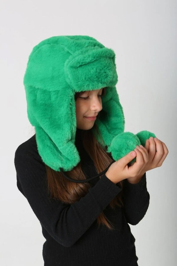 Children' Plush Hat with Ears RKS-C-04 Benetton - Thumbnail