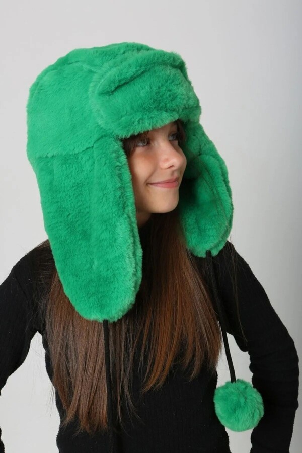 Children' Plush Hat with Ears RKS-C-04 Benetton - Thumbnail