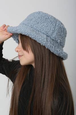 Remsa - Children's Curly Plush Bucket Hat RKŞ-Ç-10 Blue (1)