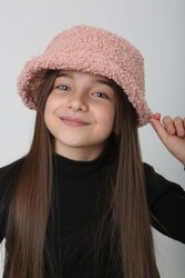 Remsa - Children's Curly Plush Bucket Hat RKŞ-Ç-10 Powder Pink