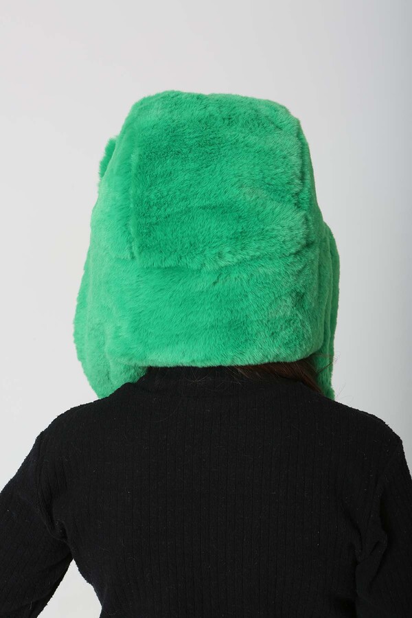 Children's Snapped Fur-Eared Plush Beanie Hat RKŞ-Ç-03 Benetton - Thumbnail