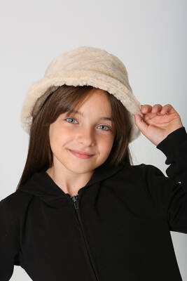 Remsa - Children's Plush Bucket Hat RKŞ-Ç-01-BEIGE