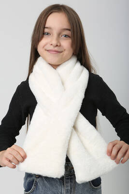 Remsa - Children's Plush Scarf Neck Warmer RKB-Ç-01 Ecru (1)