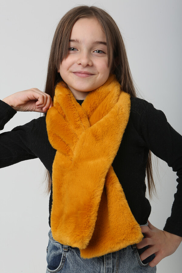 Children's Plush Scarf Neck Warmer RKB-Ç-01 Mustard - Thumbnail