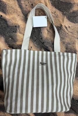 Remsa - Çizgili Pamuklu Plaj Çantası 001 Bej (1)