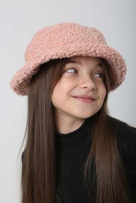 Remsa - Çocuk Kıvırcık Peluş Bucket Şapka RKŞ-Ç-10 Pudra (1)