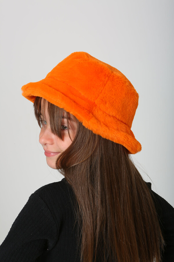 Çocuk Peluş Bucket Şapka RKŞ-Ç-01 Turuncu - Thumbnail