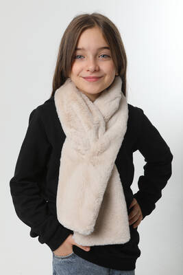 Remsa - Çocuk Peluş Kaşkol Boyunluk Atkı RKB-Ç-01 Bej (1)