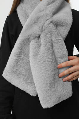 Remsa - Çocuk Peluş Kaşkol Boyunluk Atkı RKB-Ç-01 Gri (1)