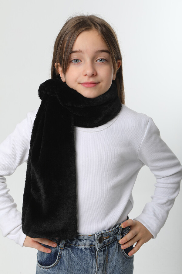 Remsa - Çocuk Peluş Kaşkol Boyunluk Atkı RKB-Ç-01 Siyah (1)