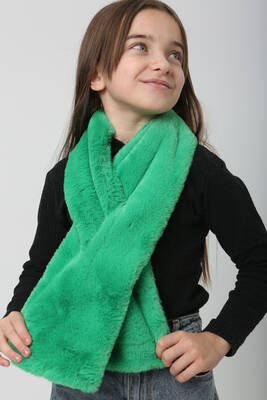 Remsa - Çocuk Peluş Kaşkol Boyunluk Atkı RKB-Ç-01 Yeşil (1)