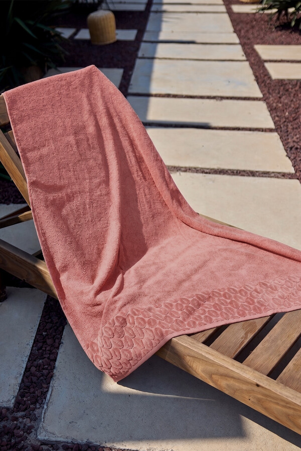 100% Cotton Beach Towel in Terracotta Tone - Thumbnail