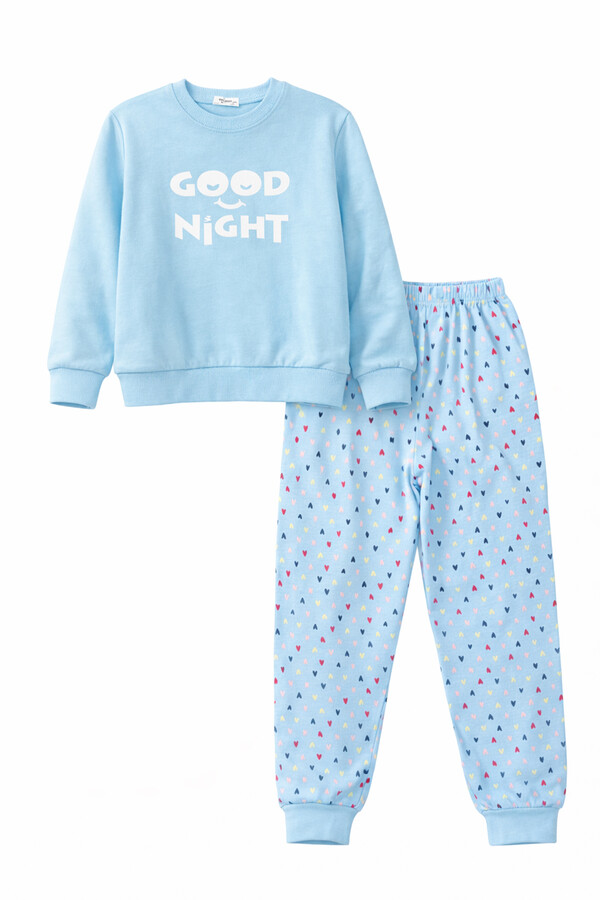 Cotton Patterned Pajama Set for Girls - Thumbnail