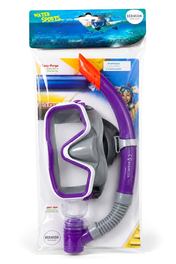 Bermuda - Dalış Gözlük Maske Şnorkel Seti 03 Mor (1)