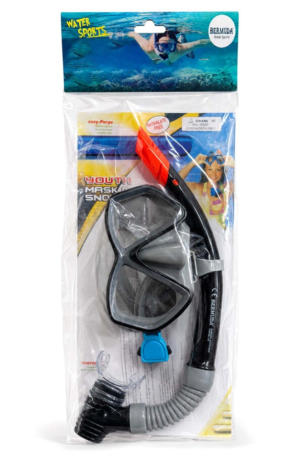 Bermuda - Dalış Gözlük Maske Şnorkel Seti 03 Siyah-Gri
