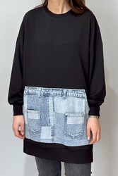 Remsa - Denim Pocket Detail Sweat Tunic 10631 Black