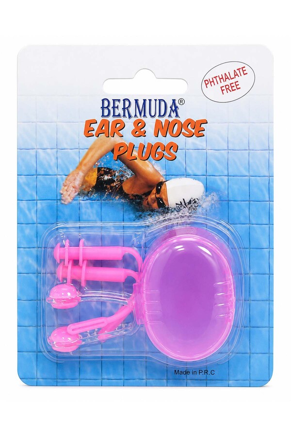 Bermuda - Deniz Havuz Kulak Burun Tıkayıcı Set 01 Pembe (1)