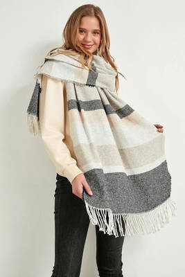 Remsa - Desenli Atkı Omuz Şalı 69x200 cm 1105 Siyah (1)