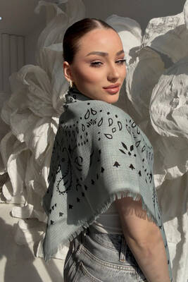 Remsa - Desenli Kutjen Kare Omuz Şalı 1401 Buz Mavi (1)