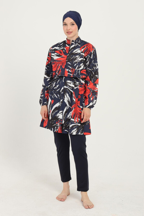 Desenli Tam Kapalı Tesettür Mayo 01 Siyah14 - Thumbnail