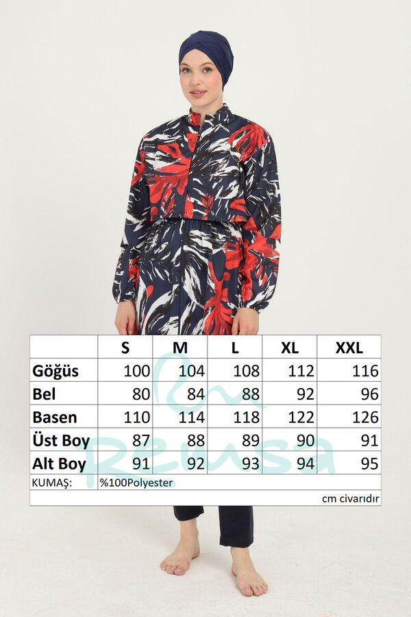 Desenli Tam Kapalı Tesettür Mayo 01 Siyah14 - Thumbnail