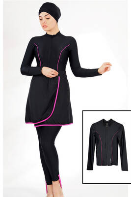 Remsa - Design Fully Covered Hijab Swimsuit Pearl 2234F Fuchsia Remsa Swimwear Remsa - Design Fully Covered Hijab Swimsuit Pearl 2234F Fuchsia Remsa Swimwear